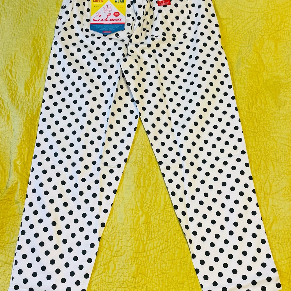 Cookman Polka Dot unisex Trousers - Black and White